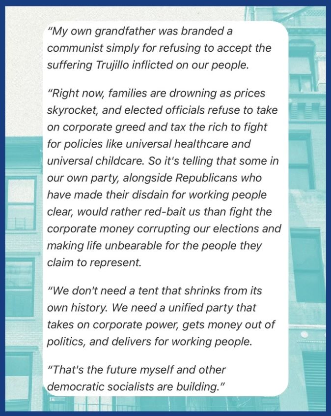 DarializaforNY's tweet photo. Democrats love talking about a "big tent", but then they vote in line with Republicans hell-bent on destroying our democracy and stripping Black and brown people of the right to vote. Tonight, some Democrats voted with Republicans to bring a resolution condemning democratic socialism to the House floor, and then again to pass it. 

This resolution was aimed squarely at democratic socialists like me, paired with renewed support for the SAVE Act, a dangerous bill that would require a passport or birth certificate to vote and could strip millions of Americans, including Black voters and seniors without birth records, of their right to vote.

My full statement here:
