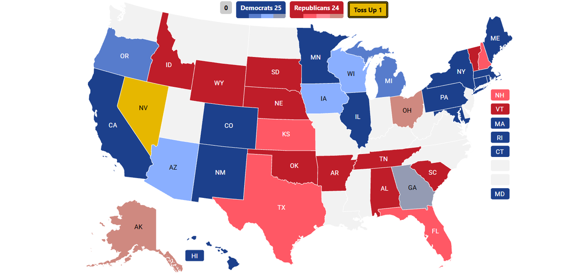 Bilfb1lfbilf's tweet photo. Perhaps I'm a total nerd but I've been making Senate/Gov/House predictions since early last year. Here's where I think the state of the races stand going into September. It should be noted that I force myself into being a doomer so that I don't get my hopes up. https://t.co/De1CTOspbC