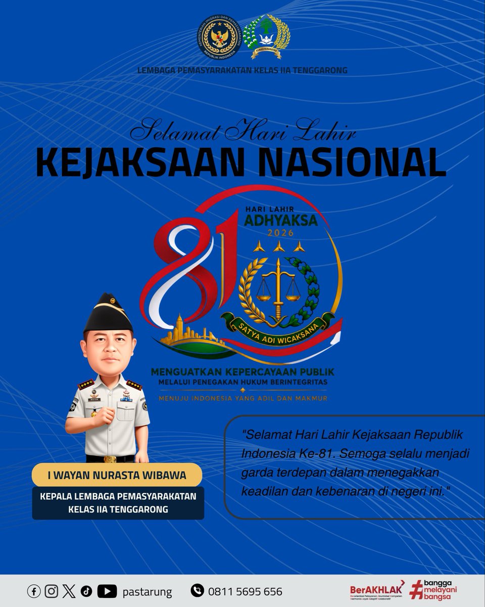 pastarung's tweet photo. 🇮🇩 Selamat Hari Lahir Kejaksaan Republik Indonesia ke-81! ⚖️
81 tahun mengabdi, menjaga marwah hukum, dan memberikan kontribusi nyata bagi tegaknya keadilan di Indonesia.

#guardandguide
#Kemenimipas
#ditjenpas
#Pemasyarakatan_kaltim
#PASTARUNG https://t.co/lGArdWexnB