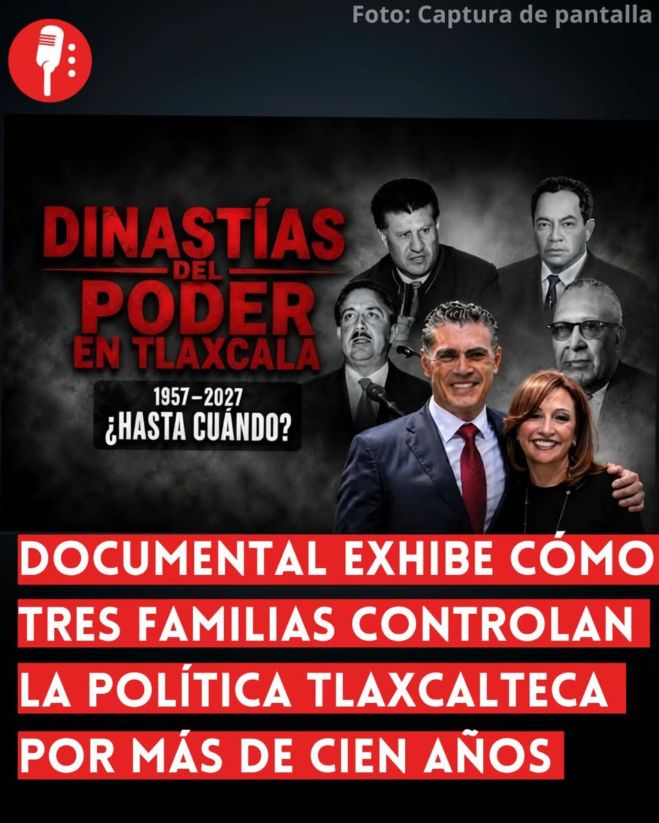 ReporterosMX_'s tweet photo. ⭕ OJO | DOCUMENTAL EXHIBE CÓMO TRES FAMILIAS CONTROLAN LA POLÍTICA TLAXCALTECA POR MÁS DE CIEN AÑOS 

Un documental revela que tres familias han controlado Tlaxcala por más de un siglo. Ahora, cuando Morena (@PartidoMorenaMx) define a su candidato para 2027, el apellido Sánchez vuelve a sonar fuerte para la gubernatura. https://t.co/xk9h7lLsCM