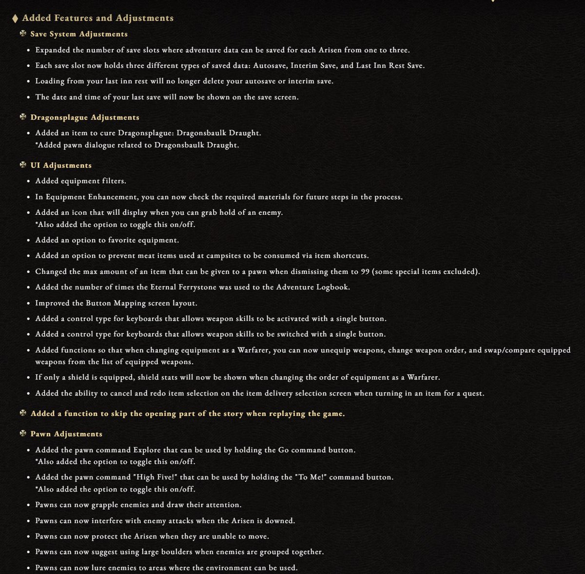 Wario64's tweet photo. Dragon's Dogma 2 Title Update https://t.co/gbA7z4rz52

-Performance improvements
-Save system improvements
-Dragonsplague adjustments
-Action adjustments https://t.co/EXQsCawACx