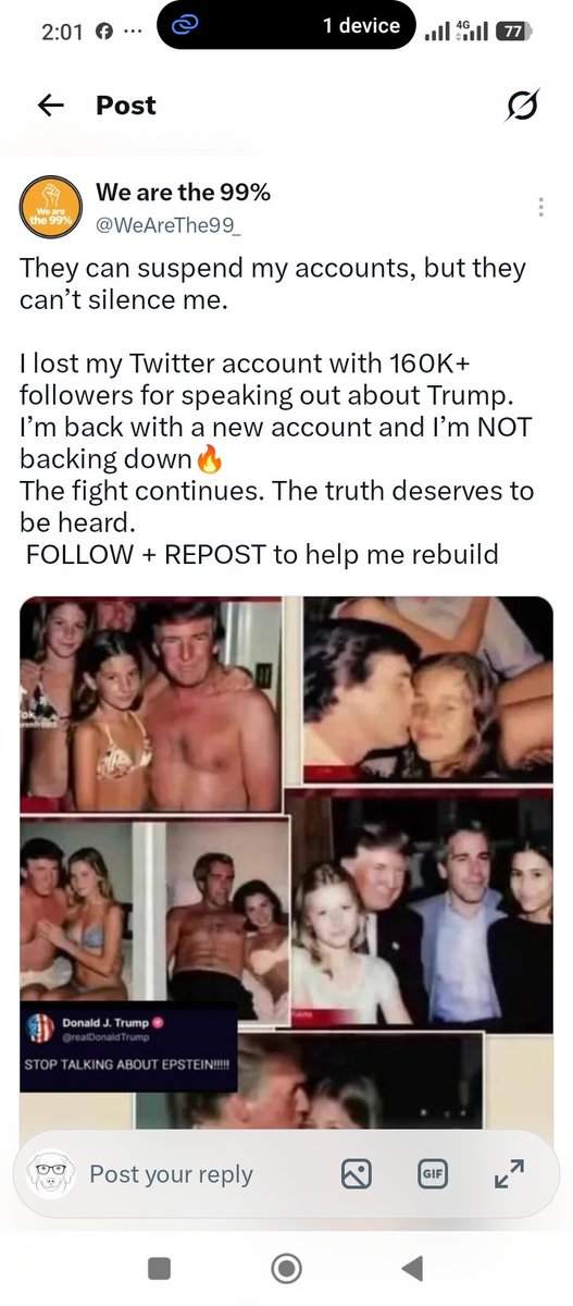 PoliticalWatchD's tweet photo. Please help this fighter rebuild his account!

👉 @WeAreThe99_ https://t.co/hSL0JoI20F