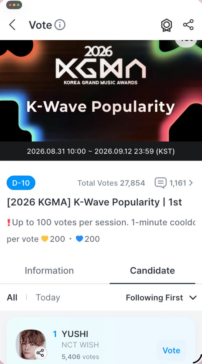 YUSHI_IDN's tweet photo. ⭐YUSHI is nominated for K-WAVE POPULARITY 2026 KGMA!🩵

Vote #YUSHI and help him take home the trophy!🏆

⏰ Batas Voting: 12 September 2026 (21.59 WIB)

 #YUSHI #유우시 #勇志 
#ユウシ #NCTWISH https://t.co/nPVo2uv9W7
