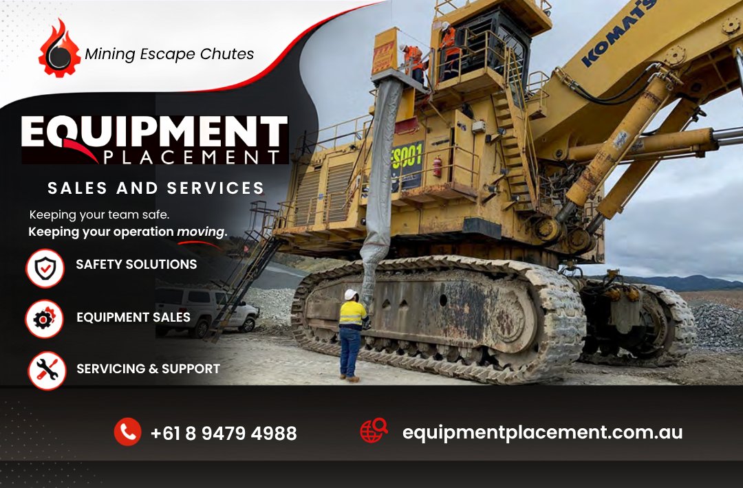 EquipPlacement's tweet photo. When fire, smoke or mechanical failure strikes at height — every second counts. 
Escape Chutes deliver instant, flame-resistant, controlled descent for haul trucks, loaders &amp; fixed plant. 
Trusted by Tier 1 miners since 2002. 

📞 +61 (8) 9479 4988 | https://t.co/e0VmKVUZAl https://t.co/IsUiWeQC4O