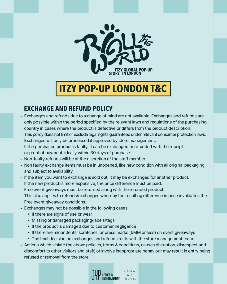 musevibes_dts's tweet photo. 🇬🇧
ITZY x TWINZY GLOBAL POP-UP STORE "ROLL THE WORLD" IN LONDON

📢 DETAILED INFORMATION

📅 09.09.2026(WED) - 13.09.2026(SUN)
⏰ 9th,13th: 11:00 - 19:00
10th,12th: 11:00 - 20:00 (1 hour later)
11th (concert day): 10:00 - 19:00 (1 hour earlier)
(GMT)
📍 The Sidings Waterloo, Waterloo Station, London
 
#ITZY #MIDZY @ITZYofficial
#TWINZY #ROLL_THE_WORLD_POPUP #TWINZY_POPUP_IN_LONDON