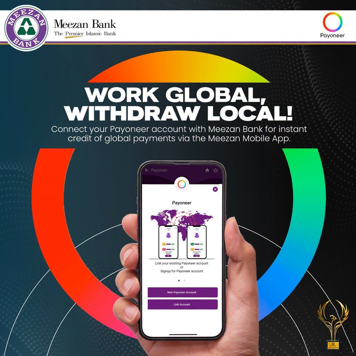 MeezanBankLtd's tweet photo. 1/3 No more payment delays!
Connect your Payoneer account with Meezan Bank and withdraw your international earnings seamlessly. It’s quick, secure, and fully in line with Islamic banking principles!
#MeezanBank #IslamicBanking #IslamicFinance #Payoneer #MeezanMobileApp1 https://t.co/X0JCSZ8jPc