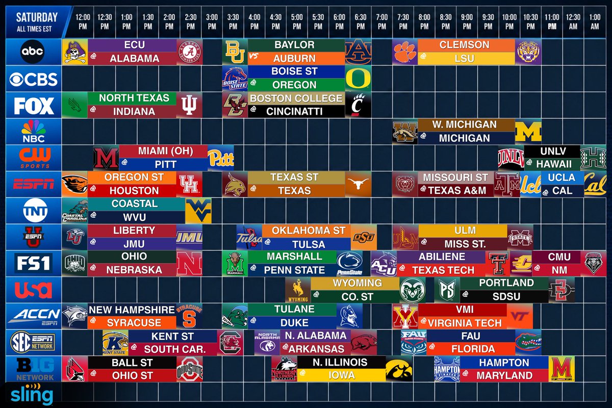 TopTierStateX's tweet photo. 2026 College Football Week 1 TV schedule https://t.co/pKWrTi5S1f