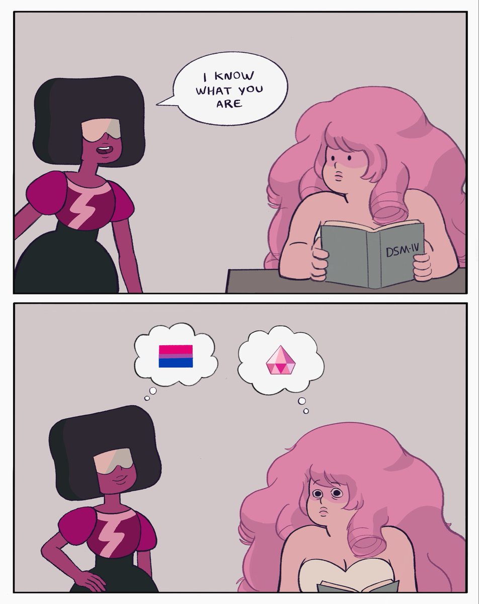 bisroses's tweet photo. reposting bc it’s bi visibility month! did y’all know the bisexual flag was created in 1998 and rose quartz was still alive back then? 🩷💙💜 https://t.co/kHZ6XQsqS7