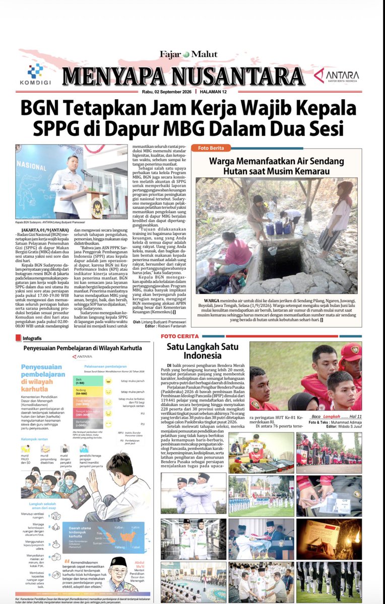 fajar_malut's tweet photo. Fajar Malut Edisi Rabu 02 September 2026 hadir Dengan Menyapa Nusantara.

#Fajarmalut  #Komdigi  #Lkbnantara  #Menyapanusantara https://t.co/cPaaSAuugt