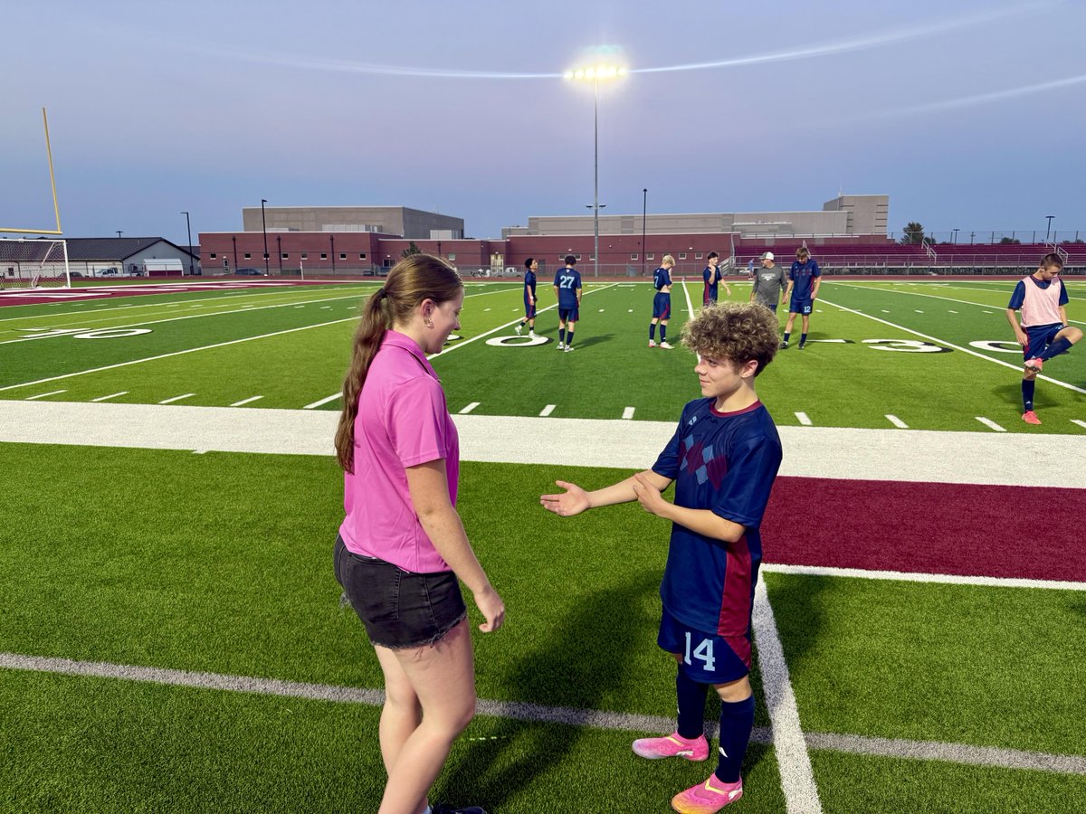 EudoraSchools's tweet photo. Classroom to real-world skills in action! 🙌 Lori Brooks’ Athletic Training II student is shadowing Mr. Maggette at tonight’s EHS soccer game—putting classroom learning into practice. Great things happening at EHS! ⚽️❤️💙 #EudoraProud #FutureReady https://t.co/WudBUWA4RR
