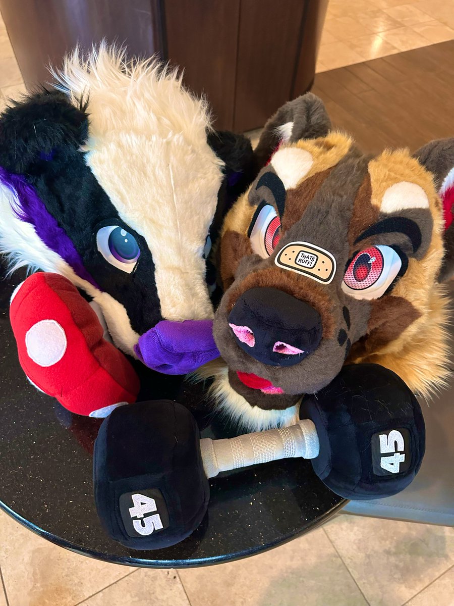 RookYeen's tweet photo. I made both Bishop the Badger the week before AC then I made Rook the weekend before Megaplex! I’m so happy with how they turned out and I’ve gotten a lot of practice with both suits so I plan to make more as commissions for friends in the near future! https://t.co/IMV3hCEMej