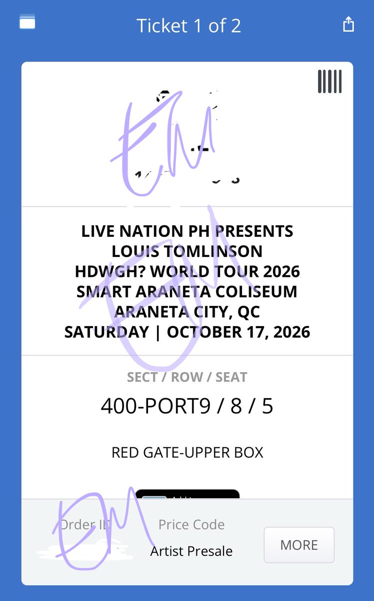 abradorable's tweet photo. WTS LFB PH Help RT

Louis Tomlinson: How Did We Get Here? World Tour 2026 MANILA

- 2 seats — 400-PORT9 / 8 / 6 &amp; 400-PORT9 / 8 / 5
- selling below srp nlng 
- pls get the tickets huhu

RFS: pregnant goer, cant travel anymore

#LouisTomlinsonInManila
#HDWGHWTManila https://t.co/Fix3I0qyhu