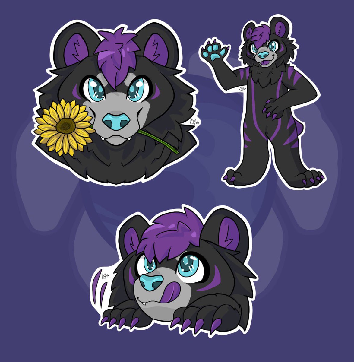 splashSWS's tweet photo. Sticker pieces commission for Beartholomew! If you spot him at a con you may find yourself with one of these 😋 

#fursuit #furryart #bearfurry #stickers https://t.co/NRVFegf2GK