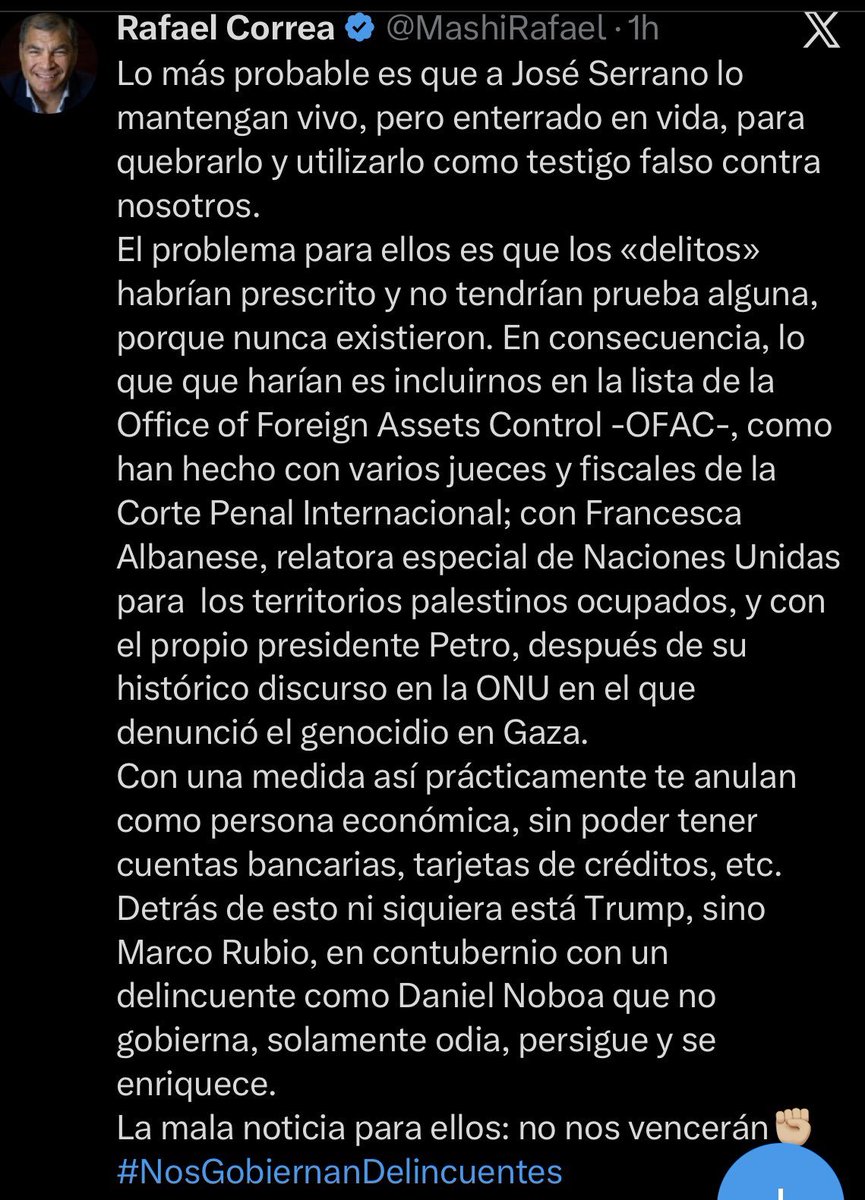 MemesDelMijinOr's tweet photo. El narco Rafael Correa está asustado y sabe que cuando el Presi @realDonaldTrump y @SecRubio lo investiguen saldrá a la luz los nexos de su gobierno con las bandas narco mexicanas, Colombianas y Albanesa
Solo hay que recordar que las FARC financiaron su primera campaña electoral https://t.co/uHirvI8TNT
