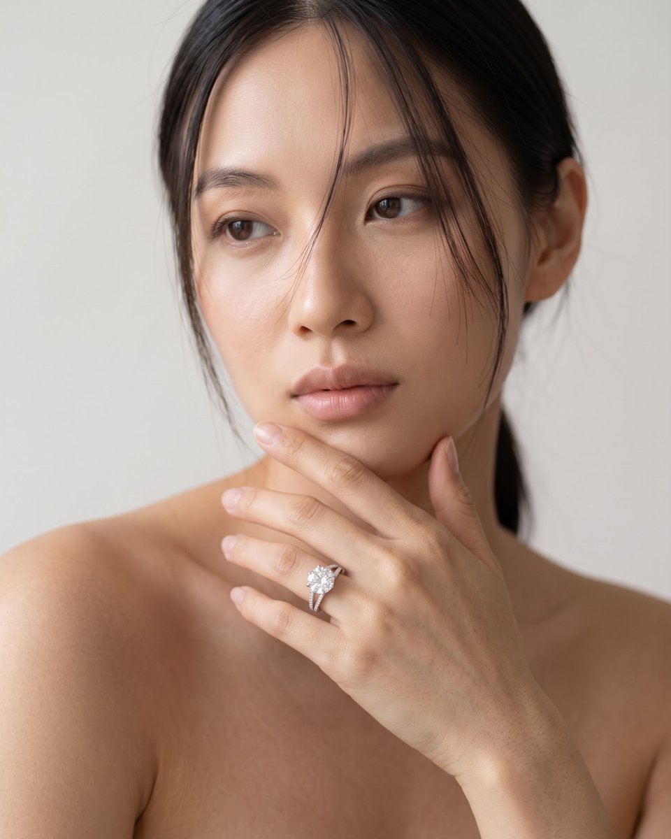 LooseMoissanite's tweet photo. Pure shine, effortless beauty. This round solitaire ring brings together classic craftsmanship and brilliant sparkle meant to be cherished for a lifetime. 
#EngagementRing #SolitaireRing #DiamondRing #SplitShank #RoundCutDiamond #RingGoals https://t.co/cs6vZYOqas