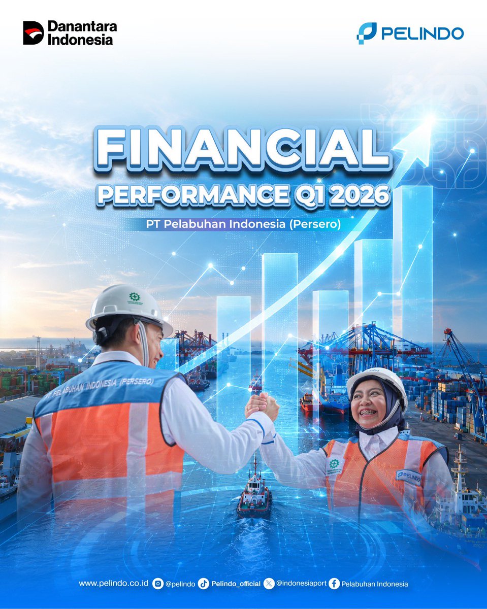 indonesiaport's tweet photo. Halo #Portizen,

Pelindo berkomitmen menghadirkan kinerja yang transparan dan akuntabel.
Informasi mengenai Financial Performance Q1 Pelindo 2026 dapat diakses melalui laman resmi berikut:

🔗 https://t.co/Cx6UED2xy3

#KinerjaPelindo
#Pelindo #PelindoGroup 
#FinancialPerformance https://t.co/7Y5FUohlT1