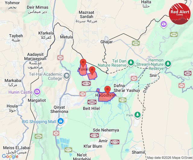IsraelWarRoom's tweet photo. BREAKING: sirens sounding in northern Israel https://t.co/ESpTDZB5gD