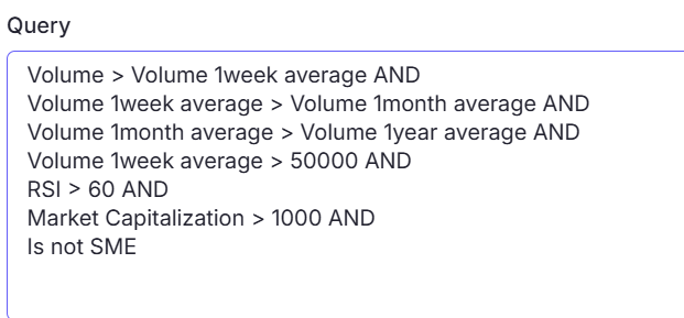 MyLansh's tweet photo. Big Volume Breakout Scan✍️

Run this screener query and you will get the list of companies which have a great volume on a particular day.
👇 https://t.co/AkiSaKDxUA