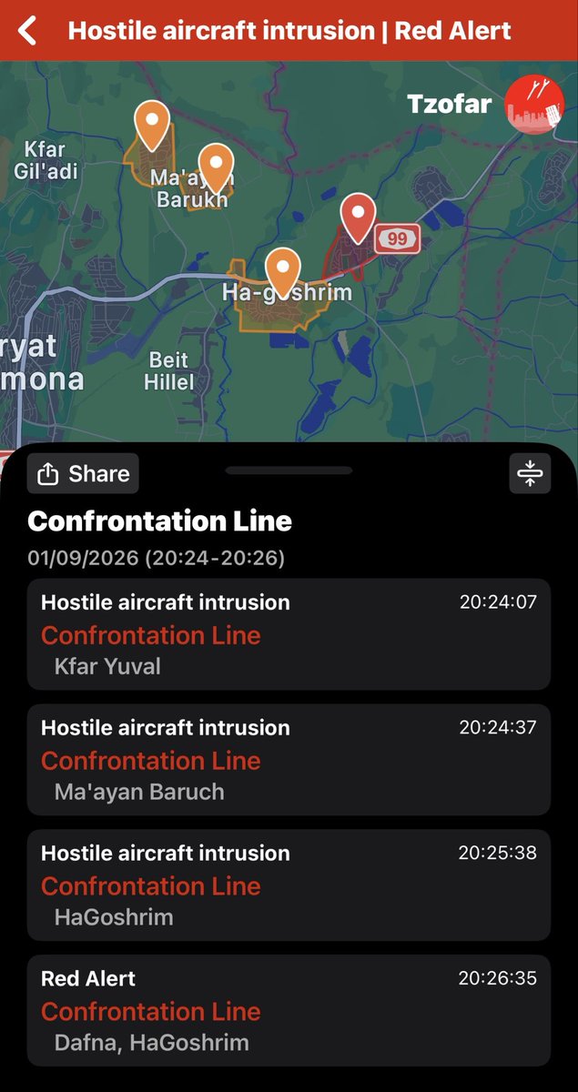 texaswatchtower's tweet photo. Been awhile since alerts have gone off in #Israel. Something is going on. #IranWar‌ https://t.co/vzCHaSUAJu