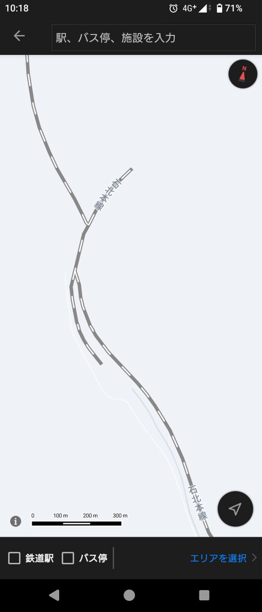 Hzamak's tweet photo. これは、ヤフー乗換案内の、経路検索結果の画面から路線図のボタンを押した時に表示される地図で、金華信号場がある場所を表示したもの。ウィキペディアでは金華信号場は、２線を有する単線行き違い型信号場ということになっているが、この画像には不審なスイッチバックが見える https://t.co/PKaV01HUyT