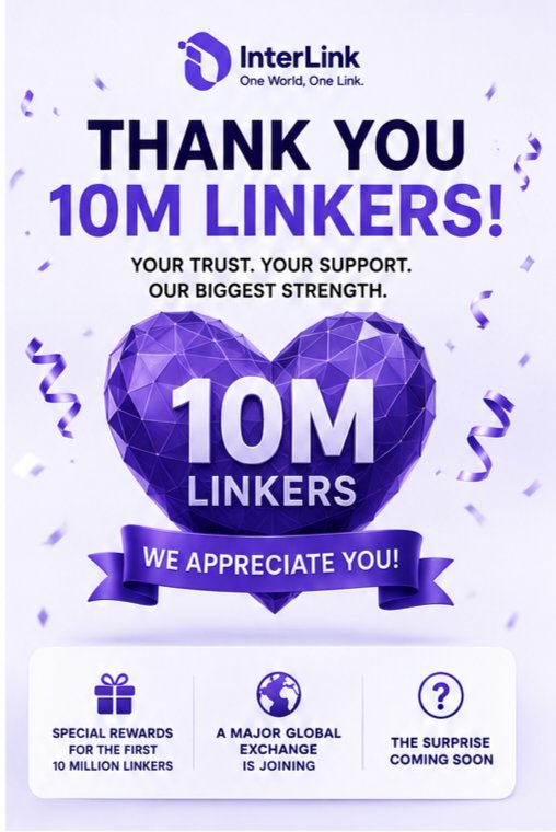 ekambaram143's tweet photo. 🎉💜 THANK YOU 10M LINKERS! WE APPRECIATE YOU! 💜✨
​Your trust and your support are our biggest strength! To celebrate reaching this incredible 10
​#InterLink #ThankYou10MLinkers #10MLinkers #OneWorldOneLink #Web3 #CryptoRewards #GlobalExchange #CryptoCommunity #InterLinkFamily https://t.co/mktUF87j9S