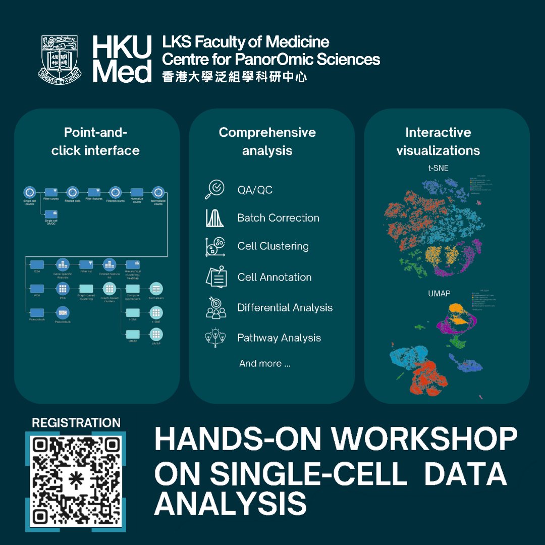hkucpos's tweet photo. π¬ Weβre introducing Partek Flow for single-cell RNA-seq analysis
β
For beginners β
Demonstrations β
Hands-on sessions
Limited quotas! https://t.co/ug2BaIlcr5
#HKUCPOS #CPOS #HKUMed #HKU #SassoonRoad #SingleCellAnalysis #SingleCellRNAseq #PartekFlow #Bioinformatics https://t.co/5SgWLbm6uv