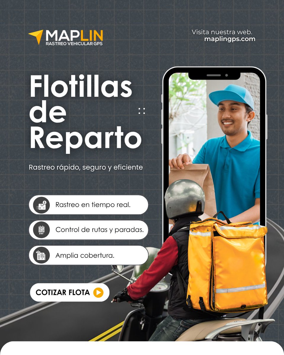 MaplinGps's tweet photo. Cada entrega a tiempo depende de la visibilidad que tienes de tus unidades. 🛵💨

Optimiza la logística de reparto de tu negocio con MaplinGPS. https://t.co/DzXm9QbzKG