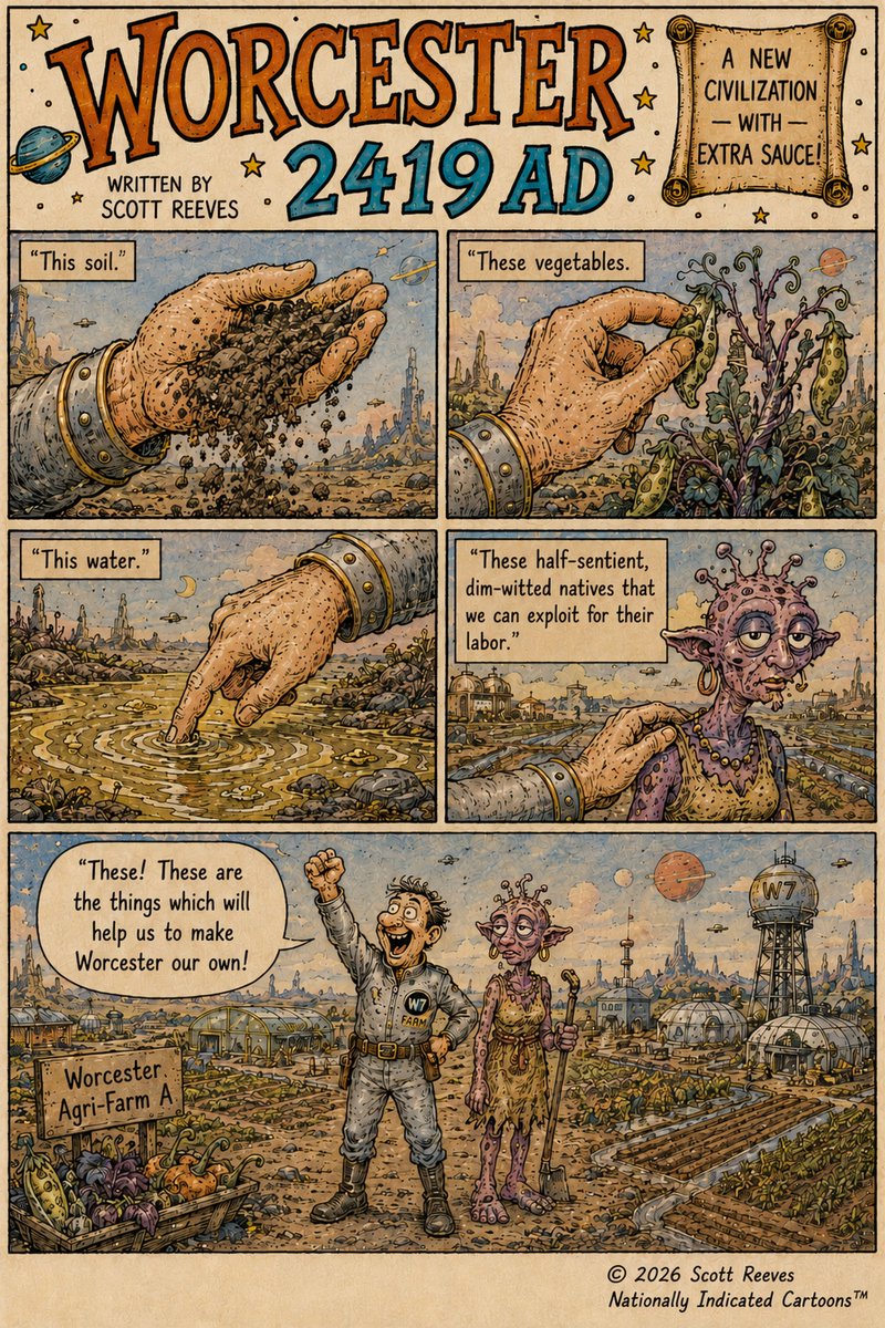 ScottReevesQS's tweet photo. Worcester 2419 AD

#comic #humor #scifi #absurd #dailycomicstrip https://t.co/XRpVN0OUAt