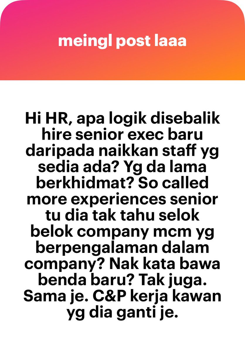 meinmokhtar's tweet photo. Ada HR boleh jawab? https://t.co/tywTX6uViD