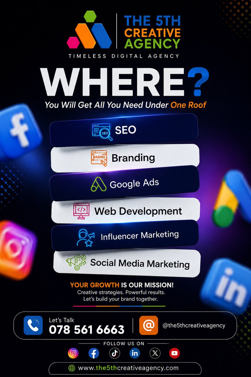 the5thCA's tweet photo. Your brand deserves more than just visibility — it deserves IMPACT. 🚀

Don’t just post. Build a brand people remember. 💡📈

📞 0785 616 663

The 5th Creative Agency — Turning ideas into brands that stand out. 🎨✨

#The5thCreativeAgency #DigitalMarketing #Branding #SocialMedia https://t.co/O6KBFTNcyu