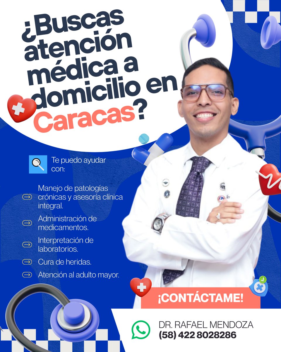 epalerafita's tweet photo. Mi objetivo es llevar tranquilidad y salud a tu hogar en Caracas, brindando una atención médica cercana y centrada en ti y tu familia.

💬 ¡Hablemos de tu bienestar y el de los tuyos! Contáctame:

📞 (58) 422 8028286
Dr. Rafael Mendoza

(Que la magia de Twitter haga efecto) https://t.co/rXSzzzj4m1