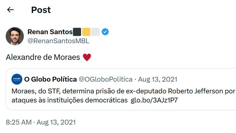 LuisCarl_Es's tweet photo. @DaniloGentili @RenanSantosMBL Alexandre de Moraes https://t.co/cFAA7mb10D