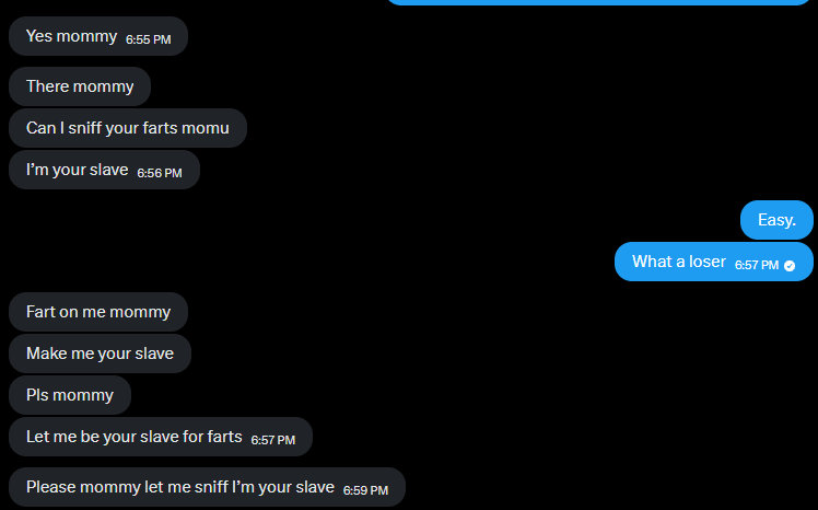 beta__breaker's tweet photo. This @slaveboyforfart thought he was tough, he had the audacity to think that he could turn _me_ into a fart sniffing slave.

Well, look at him now. 😏 https://t.co/BDHT0vj5Ta