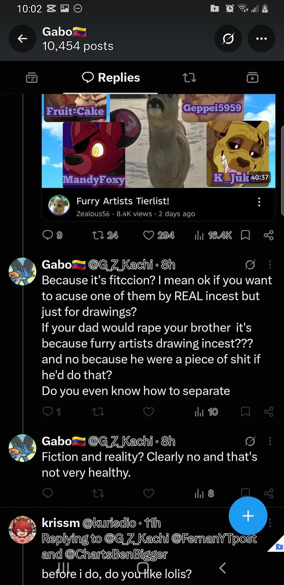 Bieth0s's tweet photo. "Its just fictional" same thing Pedos and Zoos say....just saying😌 this dude genuinely a weirdo😭 https://t.co/3JwscrE15l