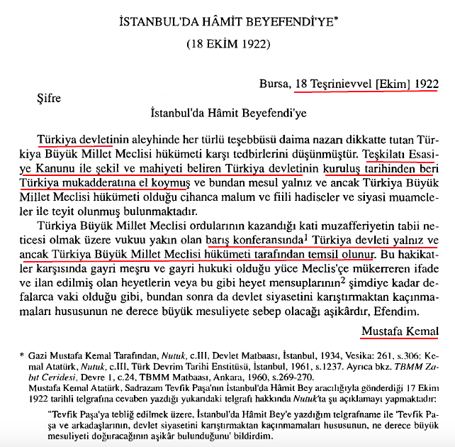 cengizozakinci's tweet photo. İDDİA: 1. Meclis (1920-1923) kurucu meclis değildi; yeni bir devlet kurmadı; 2. Meclis ise (1923-1927) kurucu meclistir; T.C. Devleti'ni kurmuştur.
GERÇEK: Yeni Türkiye Devleti KURUCU 1. Meclis tarafından, KURUCU 1921 Anayasası ile kurulmuştur. (Atatürk, Nutuk, Belge 261) https://t.co/jG4XezE2zq