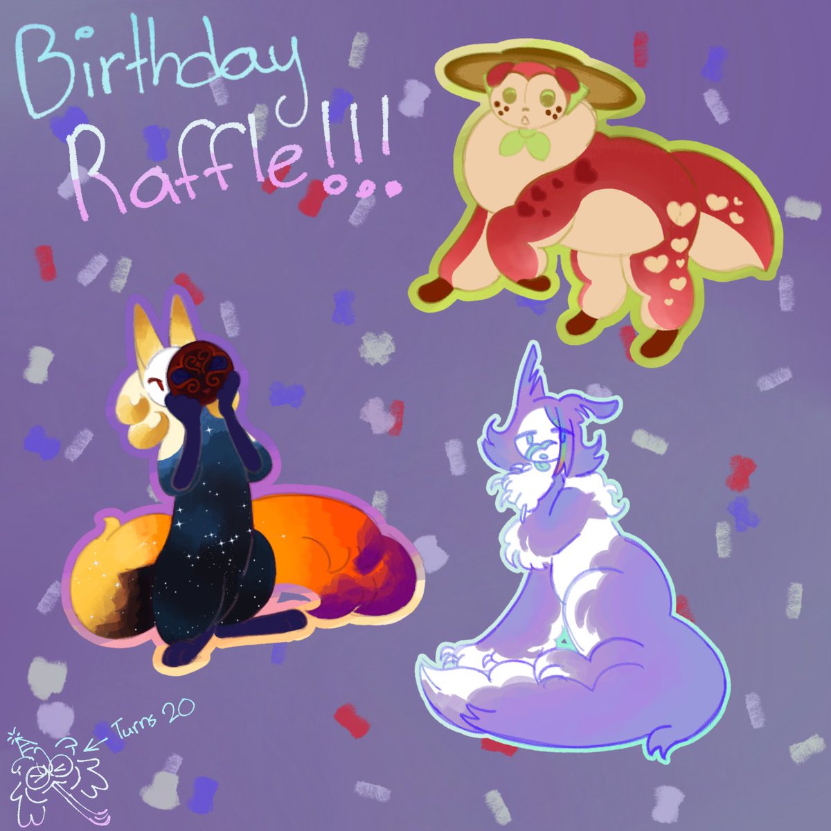 LizardMistle's tweet photo. Rahhh!!
Birthday Raffle time!!🎉🎉🎉

The requirements:
1. Have a toyhouse
2. Follow Me
3. Retweet
4. Tell me which you'd like (Apple, Eclipse, or Pastel)

Optional (for an extra entry):
Tell me a fun fact about anything you like :D

This ends tomorrow at ~10 PM PST https://t.co/d2OD3WVCV4