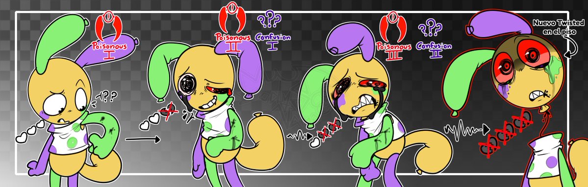 CodySVamp's tweet photo. To avoid letting the account die while I finish commissions, here's a drawing I did a while ago of the "poisoning" process and progression to Twisted of a toon; it was for an OC
//#dandysworld // https://t.co/wntj3T2AnF
