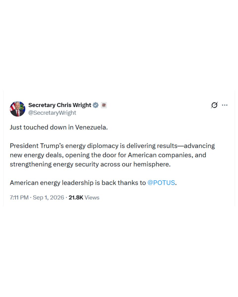 InformeOrwell's tweet photo. 🚨🇺🇸🇻🇪🛢️ URGENTE | El secretario de Energía, Chris Wright, anunció su llegada a Venezuela y aseguró que la diplomacia energética del presidente Donald Trump está abriendo las puertas a empresas estadounidenses y avanzando nuevos acuerdos en el sector energético venezolano.

🗣️ “El liderazgo energético estadounidense está de vuelta gracias al presidente Trump”, afirmó Wright, quien destacó que la estrategia busca además fortalecer la seguridad energética en todo el hemisferio.