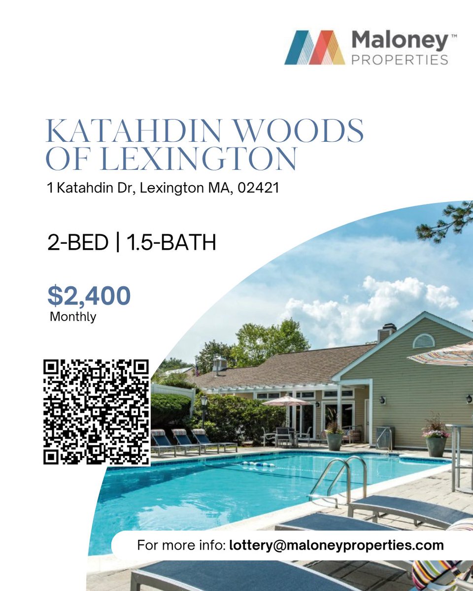 acrescompliance's tweet photo. Katahdin Woods
1 Katahdin Dr, Lexington, MA 02421

1-Bedroom: $2,100
2-Bedroom: $2,400
3-Bedroom: $2,700

Learn More:
 https://t.co/pH9OoNN9T0

Request an application: https://t.co/ulqNOexLxS https://t.co/NKyoXul85F