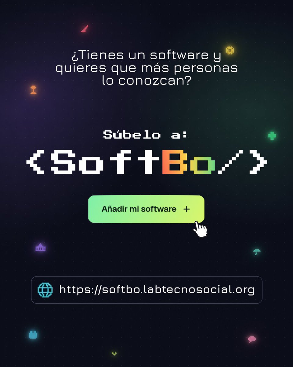LabTecnoSocial's tweet photo. 🇧🇴 ¿Conoces o creaste software #HechoEnBolivia?

Sumate a SoftBo, la plataforma para mapear y visibilizar apps, webs y videojuegos producidos en el país.

Registra tu desarrollo o el que conozcas y hagamos crecer esta comunidad 💻🤖

🔗 https://t.co/1lKSIHskOw https://t.co/Ys5MjueSNk