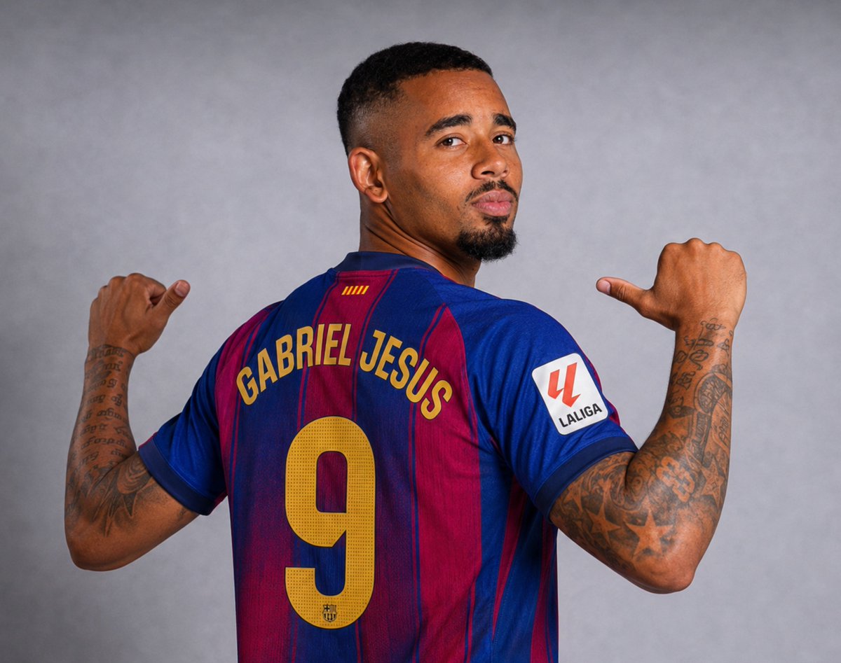 BarcaBriefIndo's tweet photo. 🚨 BREAKING NEWS
🔵🔴 GABRIEL JESUS TERDAFTAR DI LA LIGA!

🇧🇷 Resmi: Gabriel Jesus akan memakai nomor 9️⃣ di Barcelona.
NEW ERA. NEW No. 9.

— BARCABRIEF https://t.co/43CnRi3EGR