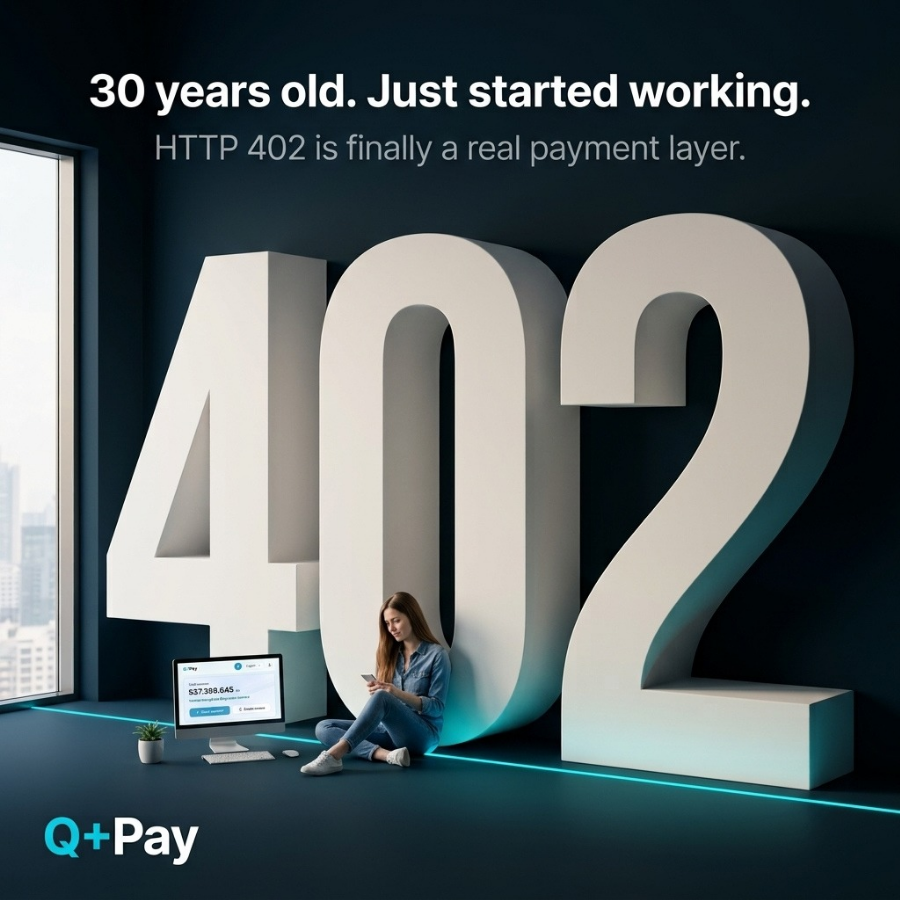 useQPay's tweet photo. The internet has had a code reserved for payments since 1997, called "402 Payment Required." It just never got used, because for 30 years, there was no cheap way to actually charge someone a few cents.

Every payment system before this made small charges pointless, a card network or PayPal fee could cost more than the thing being sold. That only changed once faster, cheaper networks came along, Solana, Base, and Qubic among them, transfers that cost a fraction of a cent instead of dollars.

Q+Pay uses Qubic for exactly this reason. Add AI agents that now need to pay for things on their own, and a 30 year old idea suddenly has a reason to exist. https://t.co/OsVAsv1GUL