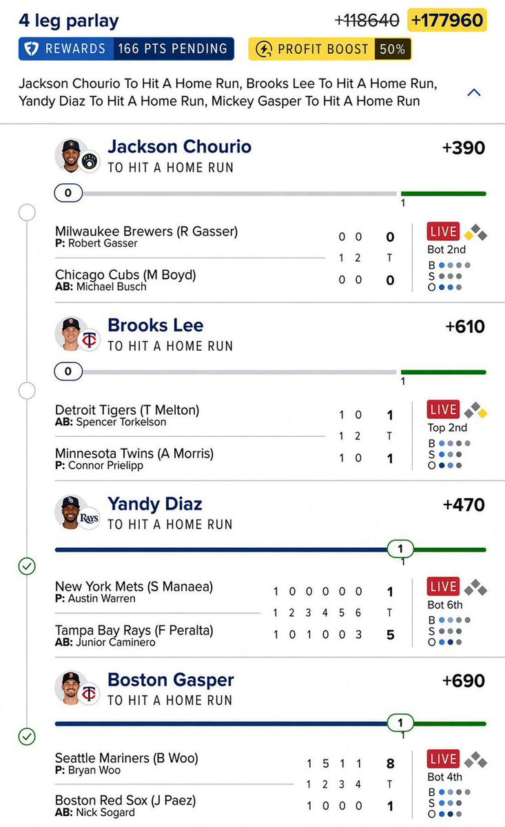 Brownnpicks's tweet photo. 2 swings left to glory.
Half the card is already in.
The other half decides whether this hits.
I hope my members tailed this one.
Drop a 🏆 if you’re still live.@Playbook https://t.co/YKsQkGXZhp