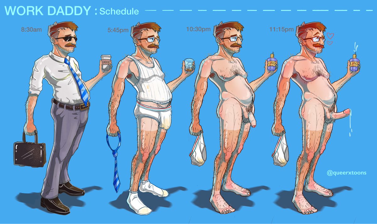 Queerxtoons's tweet photo. Daddy and his work schedule. https://t.co/PdNVyIDDIj