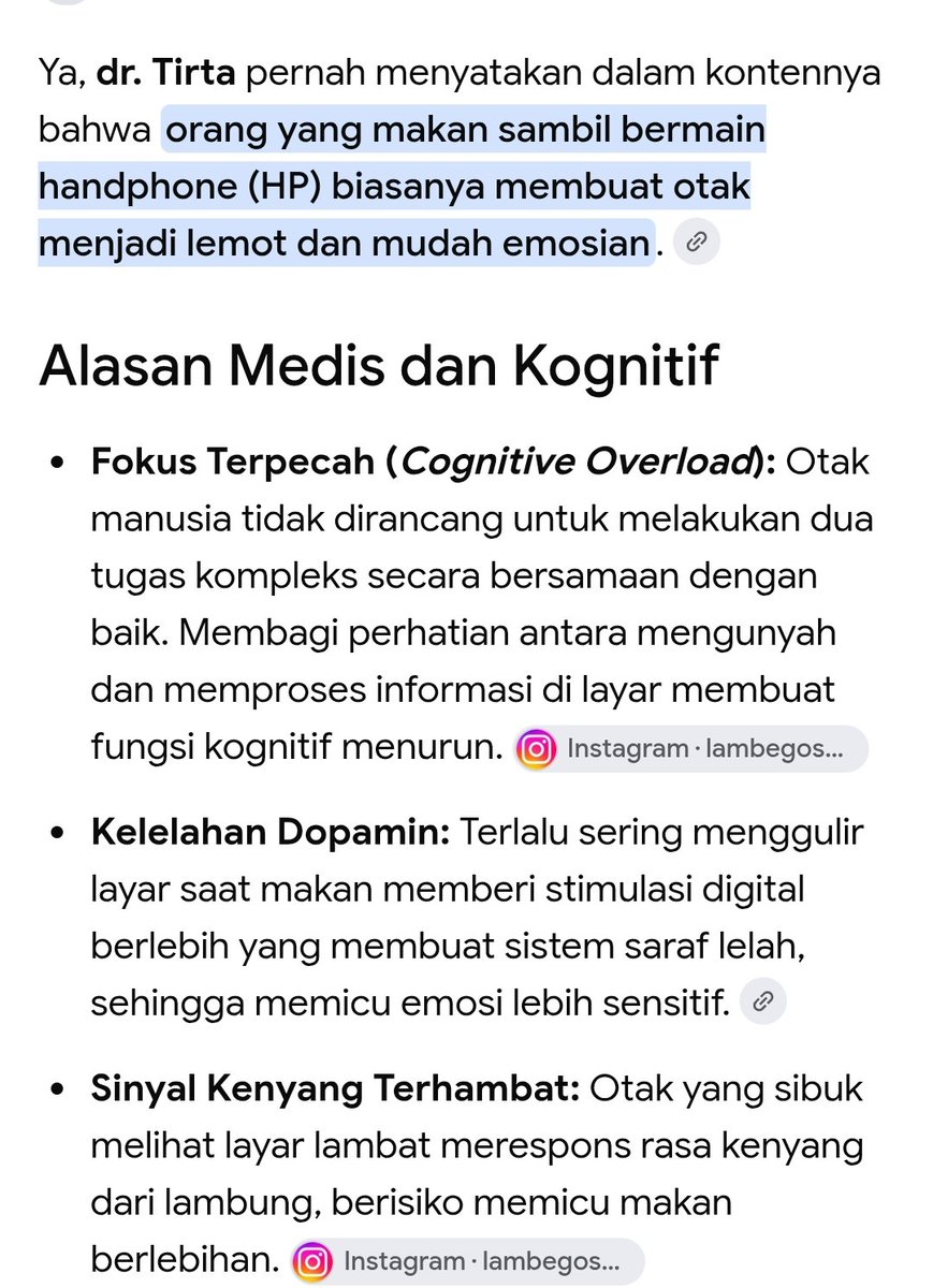 03__nakula's tweet photo. Dokter Tirta pernah mengatakan dalam kontennya bahwa orang yang makan sambil bermain handphone (HP) biasanya otaknya lemot dan mudah emosian.

Netizen langsung nunjukin contohnya.
Bener² di luar perkiraan MBG.😭 https://t.co/ysfOstVb1G
