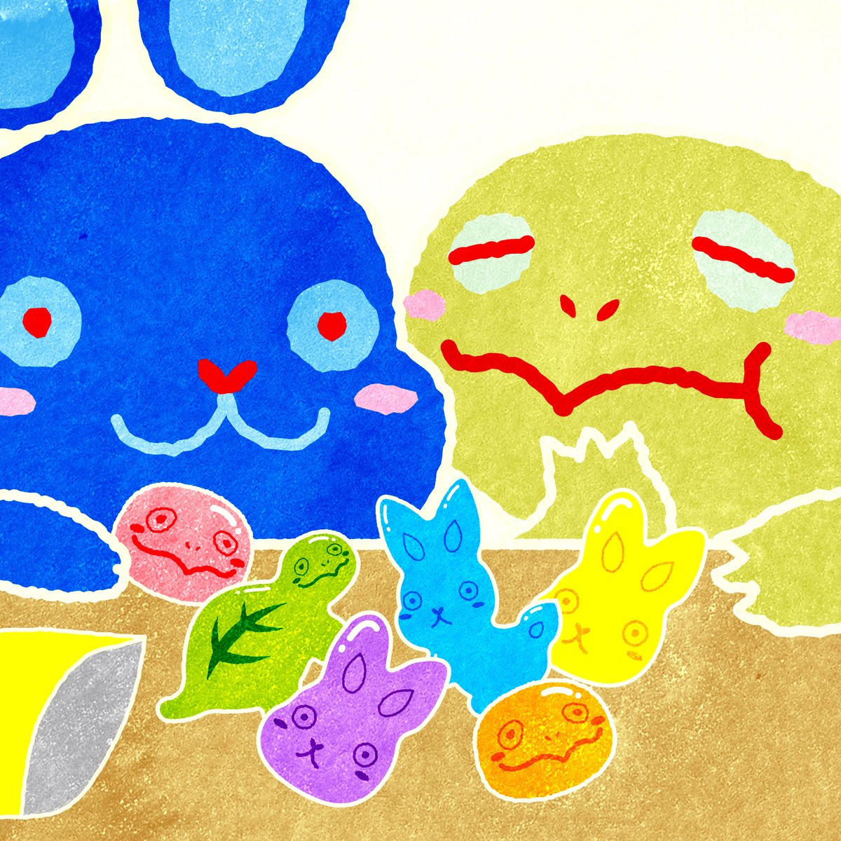 buruguri_pj's tweet photo. 🐰🐢「あれ！？ボクたち…グミになっちゃった！？」​

#グミの日 https://t.co/Zg0Z2AkKKn
