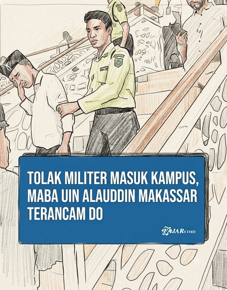 Sebelahkampus's tweet photo. Breaking News

Tolak Militer Masuk Kampus, Maba UIN Alauddin Makassar Terancam DO

Sejumlah mahasiswa baru (maba) UIN Alauddin Makassar terancam Drop Out (DO). Imbas suarakan tolak militer masuk kampus.

Hal tersebut bermula saat Pengenalan Budaya Akademik Kampus (PBAK)/ Ospek UIN Alauddin Makassar 2026. 

Berlangsung di Masjid Agung Sultan Alauddin, Kampus II UIN Alauddin Makassar, Samata, Gowa, Sulawesi Selatan, Selasa (1/9/2026).