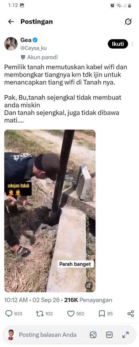 Z_4bidin's tweet photo. @Ceysa_ku @BINOFFICIALRI Behaaaaaa...kocak lu..td bilang tanah sejengkal gak dibawa mati..
Contoh jempol lebih cepat drpd otak....jangan menormalisasi kesalahan !!!! https://t.co/EH4cWvU3wN