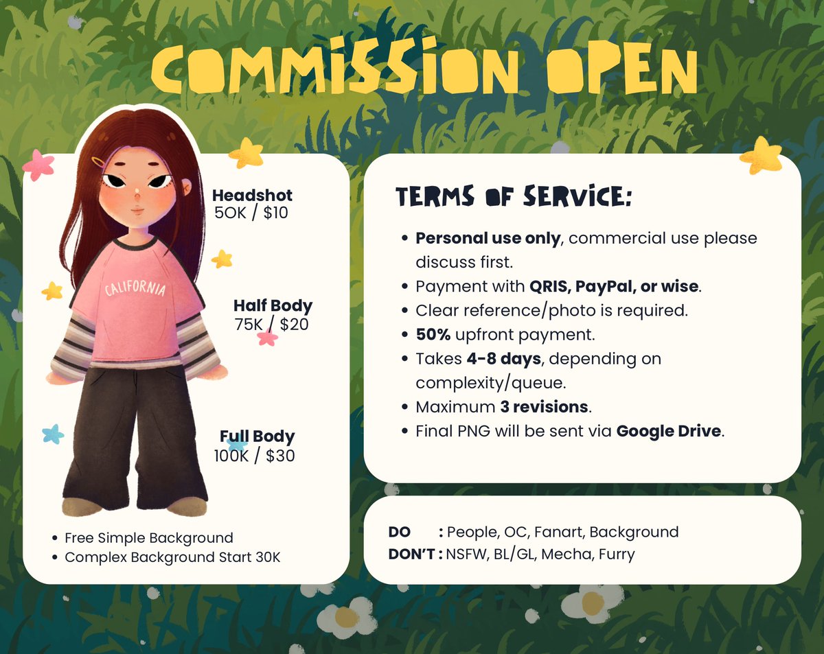 chukaphukapu's tweet photo. ✨COMMISSION OPEN✨🍀
🩷 and 🔁 are very appreciated!

Hiii, I’m currently accepting commission requests for local and inter. DM me if you’re interested.

Please mention me here or anywhere after sending a DM, thank you!
#commissionopen #opencommission #artidn #zonauang https://t.co/fZRHksrKGa