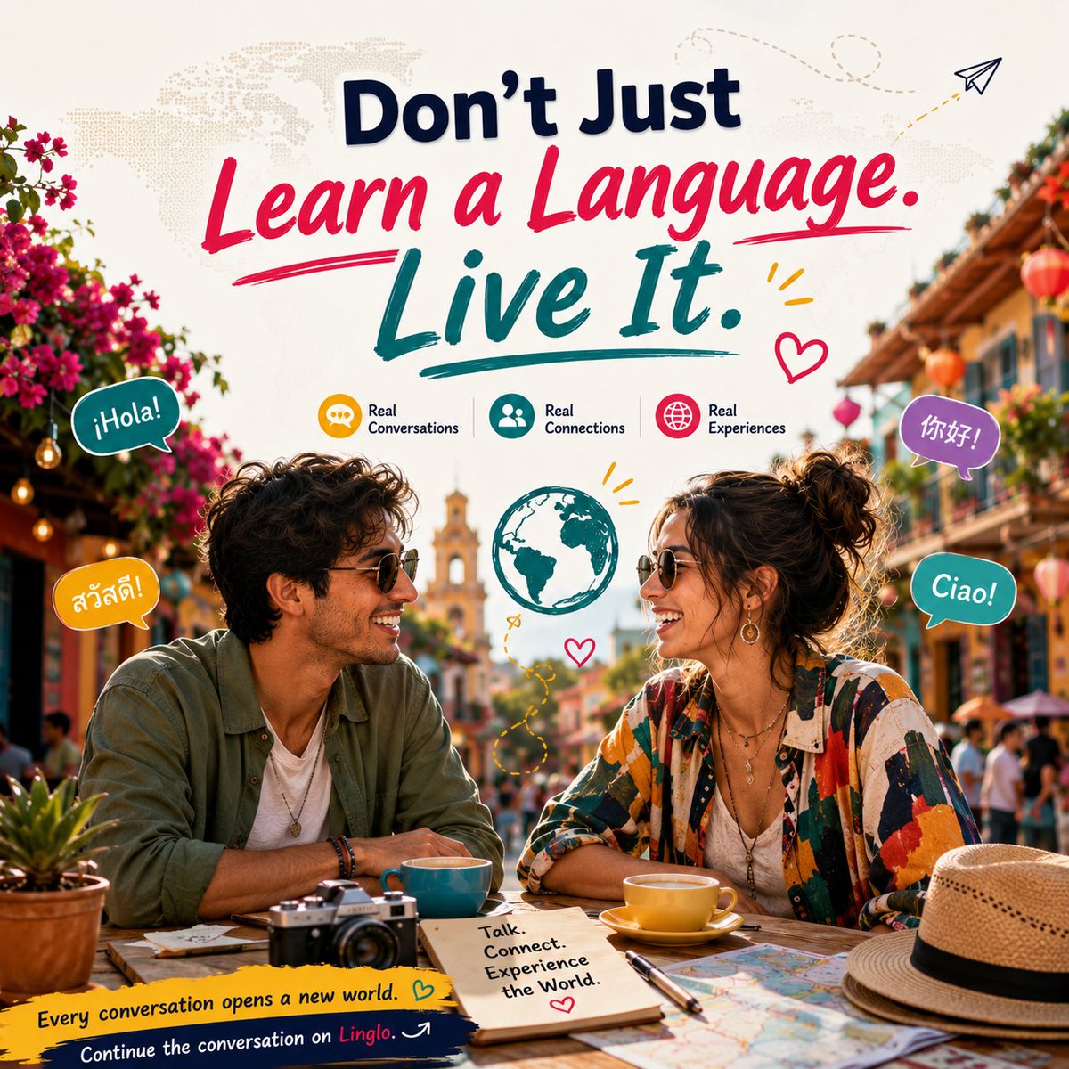 lingloapp's tweet photo. 🌍 Don’t just learn a language. Live it.

Talk to real people. 💬
Learn naturally through conversation.
Just say hello. 👋
Continue the conversation on Linglo.
What language would you love to practice? 👇

#Linglo #LanguageExchange #LanguageLearning #LearnByChatting https://t.co/g9EHY2UvK6